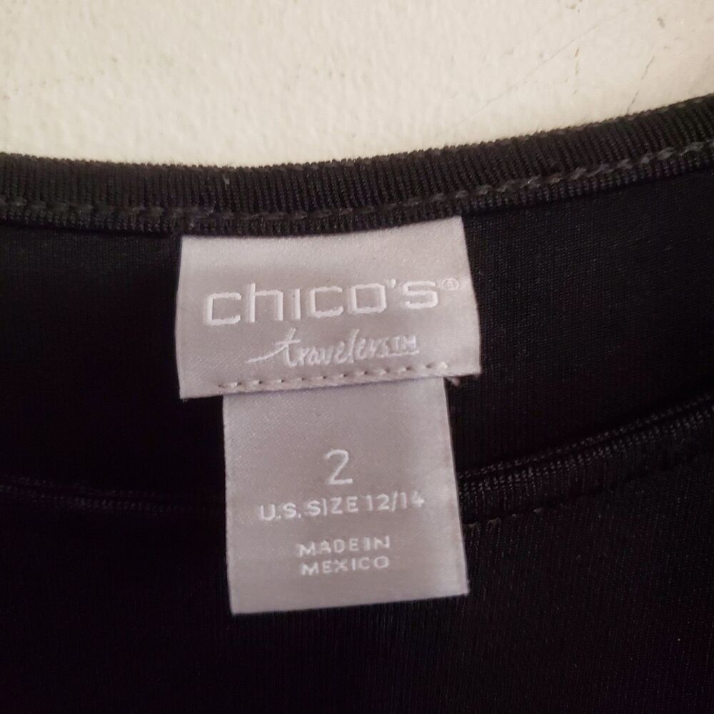 Chicos Travelers Black Slinky ribbed Tank Top Size 2 12/14 Classic Minimal casua - Picture 6 of 10